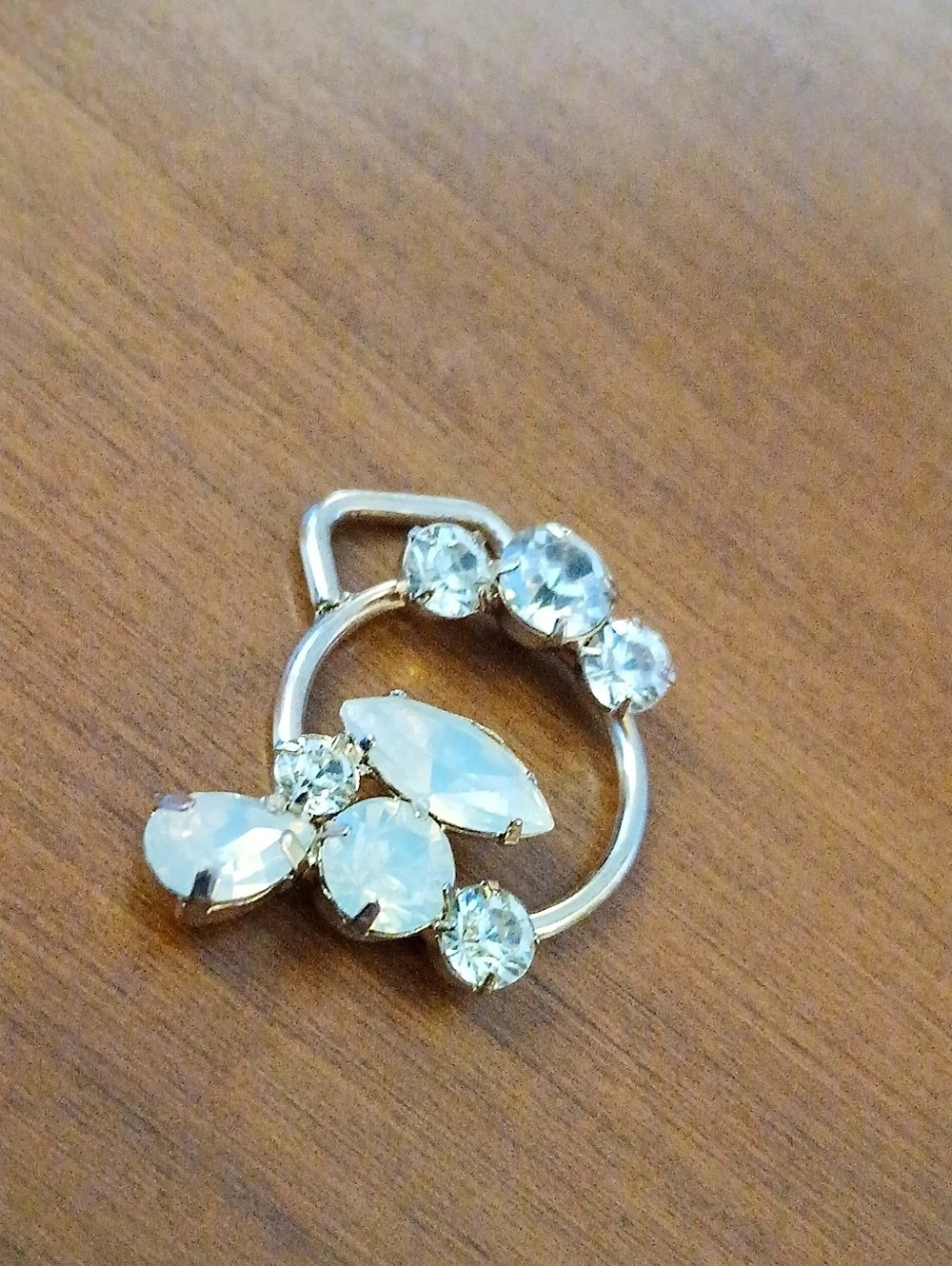 Vintage Scarf Clip / Clasp With Rhinestones Etc.  2"  Costume Jewelry